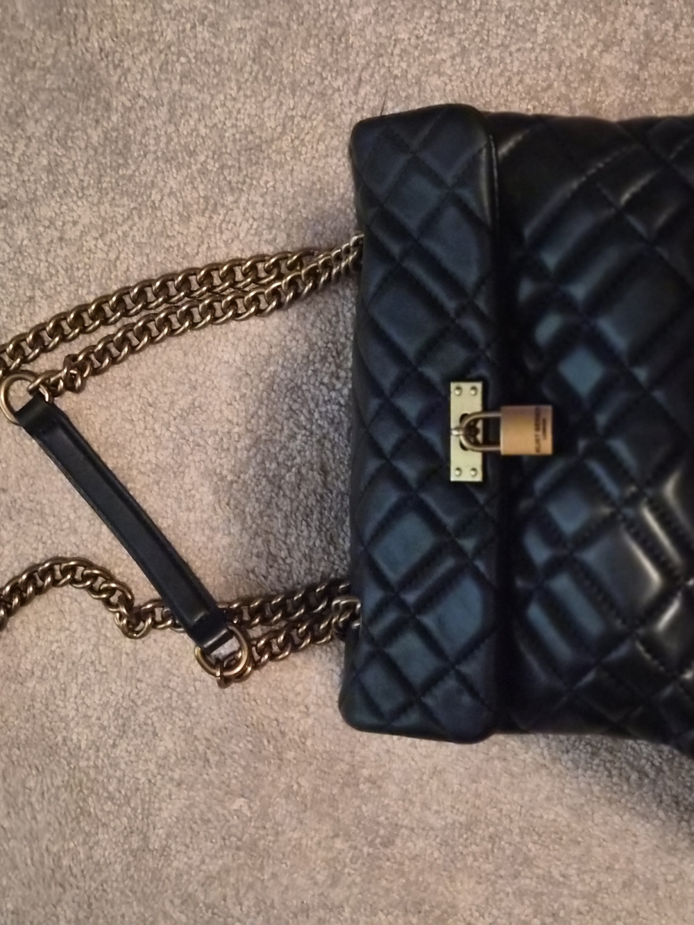 Kurt Geiger Black Quilted Shoulder Bag with Gold Hardware